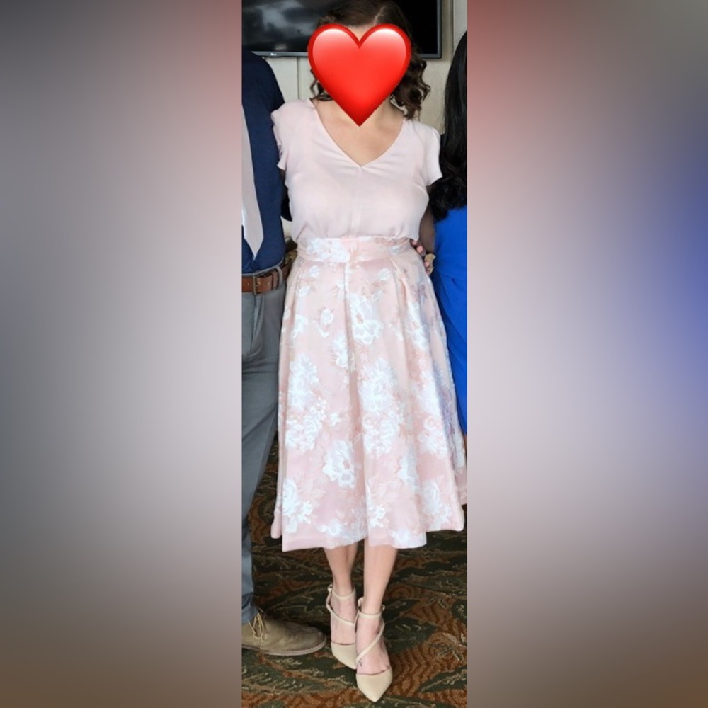 Pink and White Floral Skirt Classy & Formal